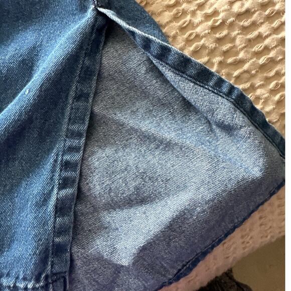 Cami Rose Denim‎ Shirt Teddy Bear Embroidered Button Up Short Sleeve Top - Picture 8 of 8